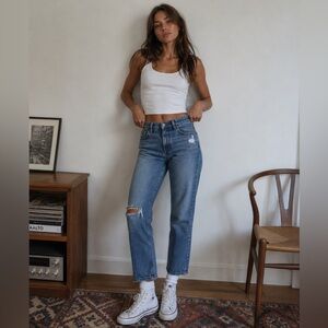 Abercrombie & Fitch The 90s Straight Mid Rise Medium Blue - Curve Love.